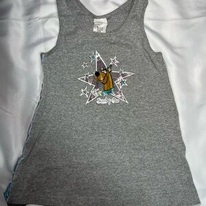 Vintage Scooby-Doo Toddler Girls Dress 3T Gray Blue Sleeveless Glitter Stars EUC